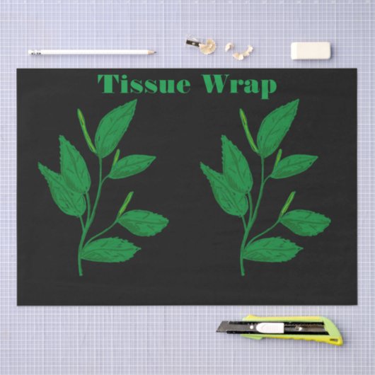 Aangepaste Leaf Afbeelding Kelly Groene Tekst Tissuepapier (Craft)