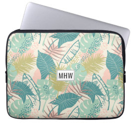 Aangepaste leder-patroonmonogram laptophoezen laptop sleeve