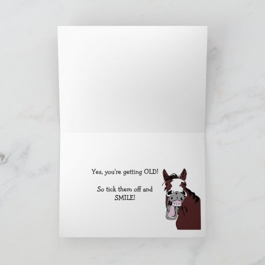 Aangepaste leeftijd 30e verjaardag Humor met paard Kaart (Binnen)