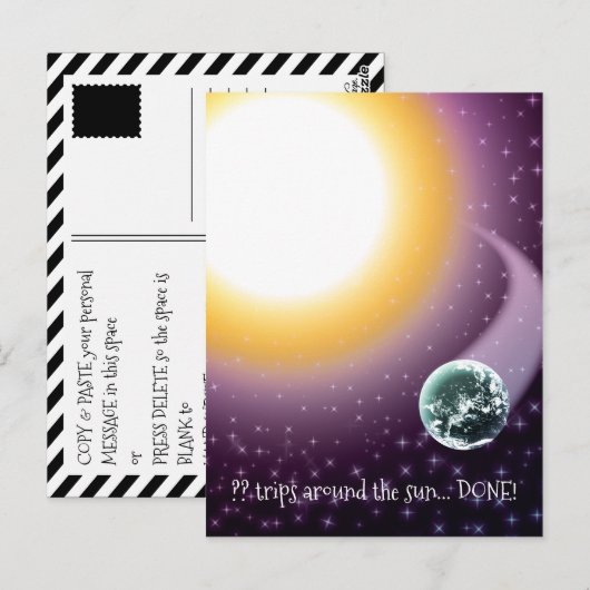 Aangepaste leeftijd beweegt rond de zon briefkaart (Voorkant / Achterkant)