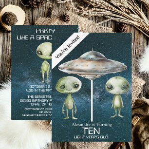 Aangepaste leeftijd buitenaardse Alien verjaardags Kaart