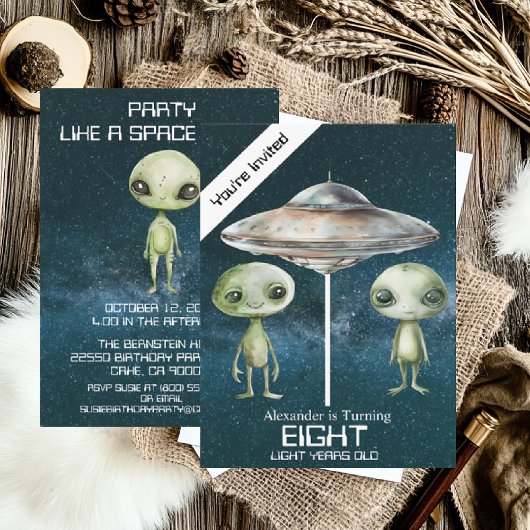 Aangepaste leeftijd buitenaardse Alien verjaardags Kaart