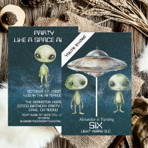Aangepaste leeftijd buitenaardse Alien verjaardags Kaart