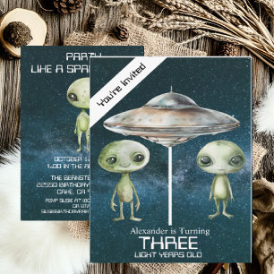 Aangepaste leeftijd Buitenaardse Alien Verjaardags Kaart