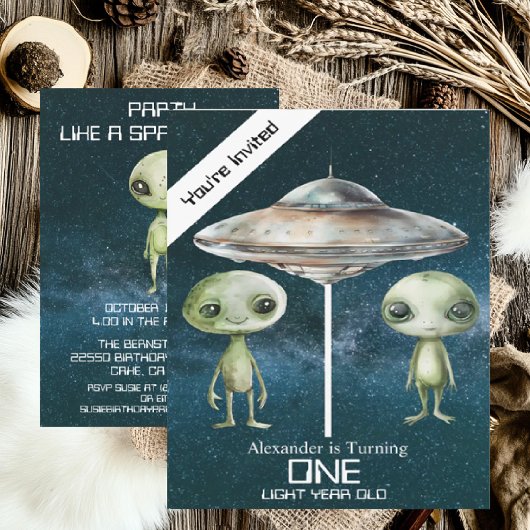Aangepaste leeftijd buitenaardse Alien verjaardags Kaart