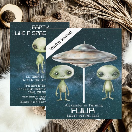 Aangepaste leeftijd buitenaardse Alien verjaardags Kaart