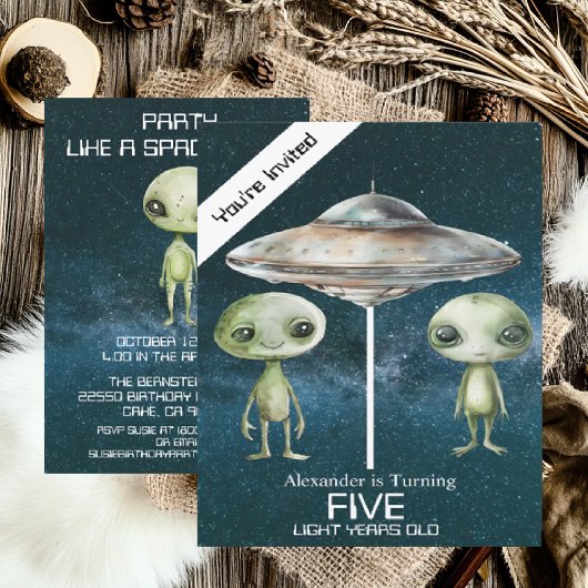 Aangepaste leeftijd buitenaardse Alien verjaardags Kaart