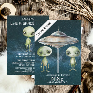 Aangepaste leeftijd Buitenruimte Alien Verjaardags Kaart