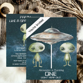 Aangepaste leeftijd Buitenruimte Alien Verjaardags Kaart