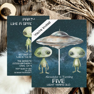 Aangepaste leeftijd Buitenruimte Alien Verjaardags Kaart