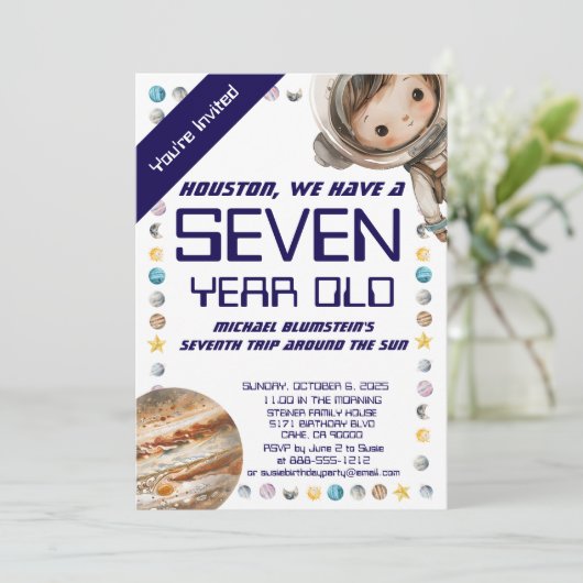 Aangepaste Leeftijd Buitenruimte Verjaardagsfeest Kaart (Staand voorkant)