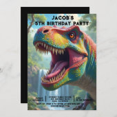 Aangepaste leeftijd dinosaurus verjaardagsfeestje  kaart (Voorkant / Achterkant)