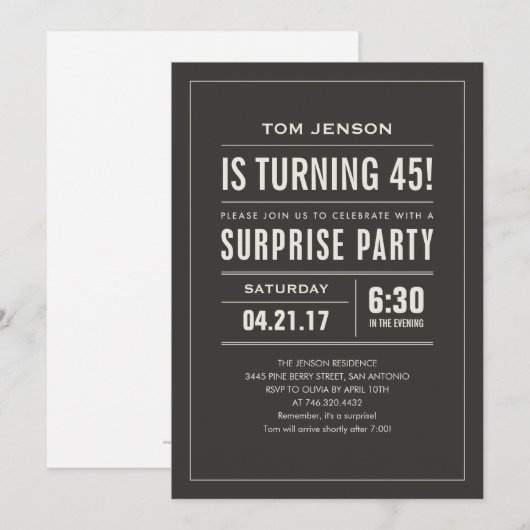 Aangepaste leeftijd en kleurenverrassingen op fees kaart (Voorkant / Achterkant)