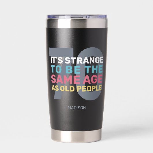 Aangepaste leeftijd en naam Grappig Senior Verjaar Geïsoleerde Drinkbeker (Voorkant)