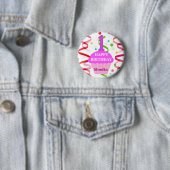 Aangepaste leeftijd en naam Happy Birthday Cupcake Ronde Button 5,7 Cm (In situ)