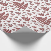 Aangepaste leeftijd en naam rode en witte Schooner Cadeaupapier (Hoek)