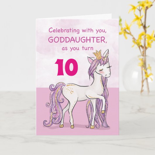 Aangepaste leeftijd Goddochter Verjaardag Roze Paa Kaart (Gele Bloem)