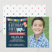 Aangepaste leeftijd olifant Birthday Party | Geboo Kaart (Voorkant / Achterkant)