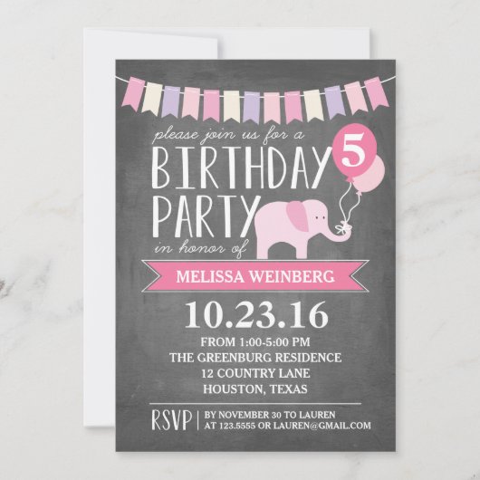 Aangepaste leeftijd olifant Birthday Party | Geboo Kaart (Voorkant)