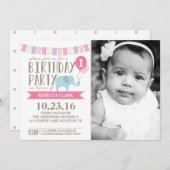 Aangepaste leeftijd olifant Birthday Party | Geboo Kaart (Voorkant / Achterkant)