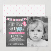 Aangepaste leeftijd olifant Birthday Party | Geboo Kaart (Voorkant / Achterkant)