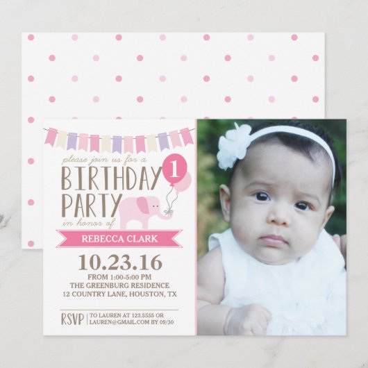 Aangepaste leeftijd olifant geboortedag | Geboorte Kaart (Voorkant / Achterkant)