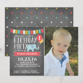 Aangepaste leeftijd olifant geboortedag | Geboorte Kaart (Voorkant / Achterkant)