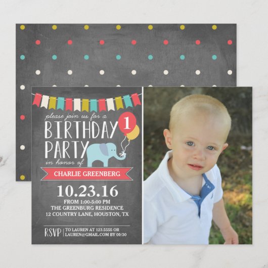 Aangepaste leeftijd olifant geboortedag | Geboorte Kaart (Voorkant / Achterkant)