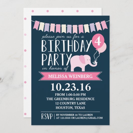 Aangepaste leeftijd olifant geboortedag | Geboorte Kaart (Voorkant / Achterkant)