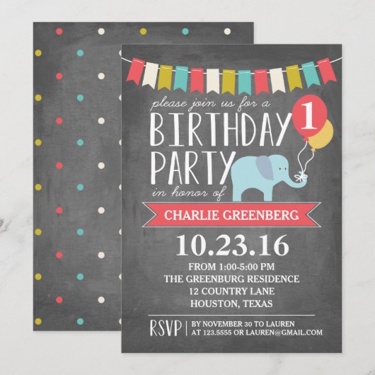 Aangepaste leeftijd olifant geboortedag | Geboorte Kaart (Voorkant / Achterkant)