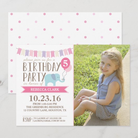 Aangepaste leeftijd olifant geboortedag | Geboorte Kaart (Voorkant / Achterkant)