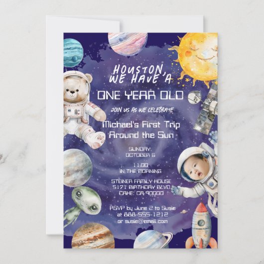 Aangepaste leeftijd Outer Space Astronaut Verjaard Kaart (Voorkant)