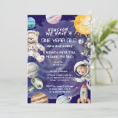 Aangepaste leeftijd Outer Space Astronaut Verjaard Kaart (Staand voorkant)