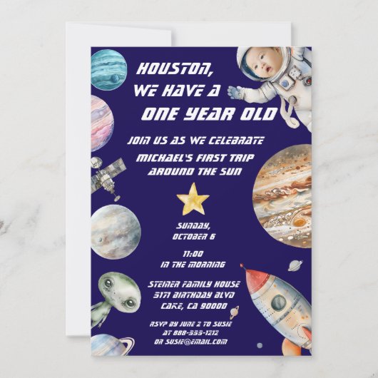 Aangepaste leeftijd Outer Space Astronaut Verjaard Kaart (Voorkant)