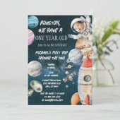 Aangepaste leeftijd Outer Space Astronaut Verjaard Kaart (Staand voorkant)