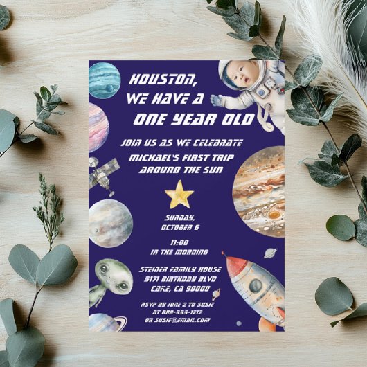 Aangepaste leeftijd Outer Space Astronaut Verjaard Kaart