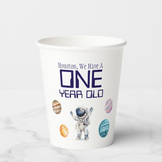 Aangepaste leeftijd Outer Space verjaardagsfeestje Papieren Bekers (Achterkant)