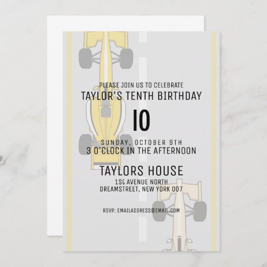 Aangepaste leeftijd Race Auto Track Sport Verjaard Kaart (Voorkant / Achterkant)