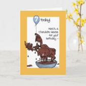 Aangepaste Leeftijd-specifieke Fun Chocolate Moose Kaart (Gele Bloem)