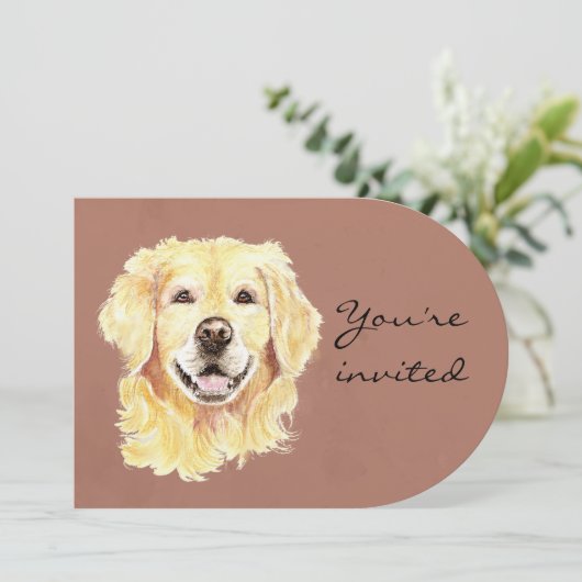 Aangepaste Leeftijd Verjaardag Golden Retriever Ho Kaart (Staand voorkant)