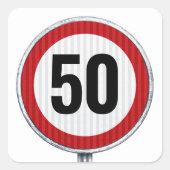 Aangepaste leeftijd verjaardag met verkeersbord vierkante sticker (Voorkant)