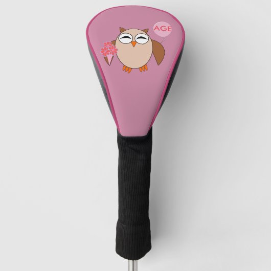Aangepaste Leeftijd Verjaardag Uil Golf Driver Hoe Golfheadcover (Voorkant)