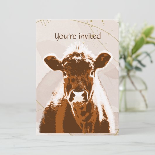 Aangepaste Leeftijd Verjaardagsfeest Bruin Koe Boe Kaart (Staand voorkant)
