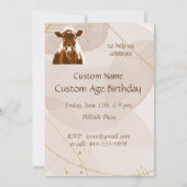 Aangepaste Leeftijd Verjaardagsfeest Bruin Koe Boe Kaart (Achterkant)