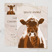 Aangepaste Leeftijd Verjaardagsfeest Bruin Koe Boe Kaart (Voorkant / Achterkant)