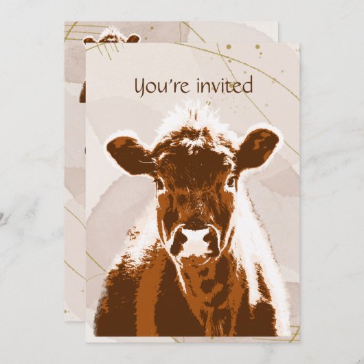 Aangepaste Leeftijd Verjaardagsfeest Bruin Koe Boe Kaart (Voorkant / Achterkant)