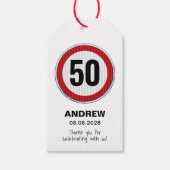 Aangepaste leeftijd verjaardagsfeest met verkeersb cadeaulabel (Voorkant)