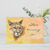 Aangepaste leeftijd verjaardagsfeest Nodig Cougar  Kaart (Staand voorkant)