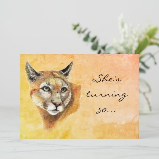 Aangepaste leeftijd verjaardagsfeest Nodig Cougar  Kaart (Staand voorkant)