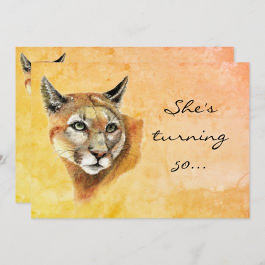 Aangepaste leeftijd verjaardagsfeest Nodig Cougar Kaart (Voorkant / Achterkant)